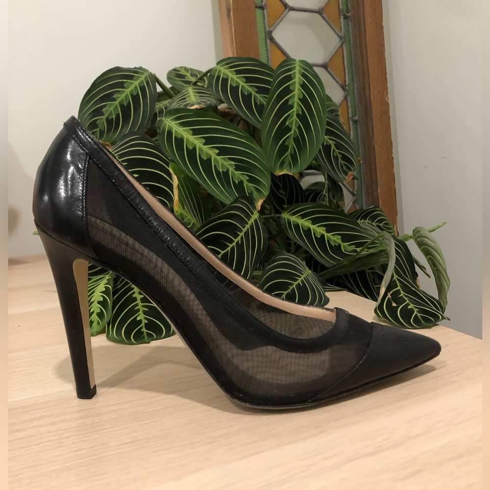 🖤 Giorgio Armani Black Leather & Mesh Stilettos | Made in Italy | Size 36.5 - Picture 4 of 8